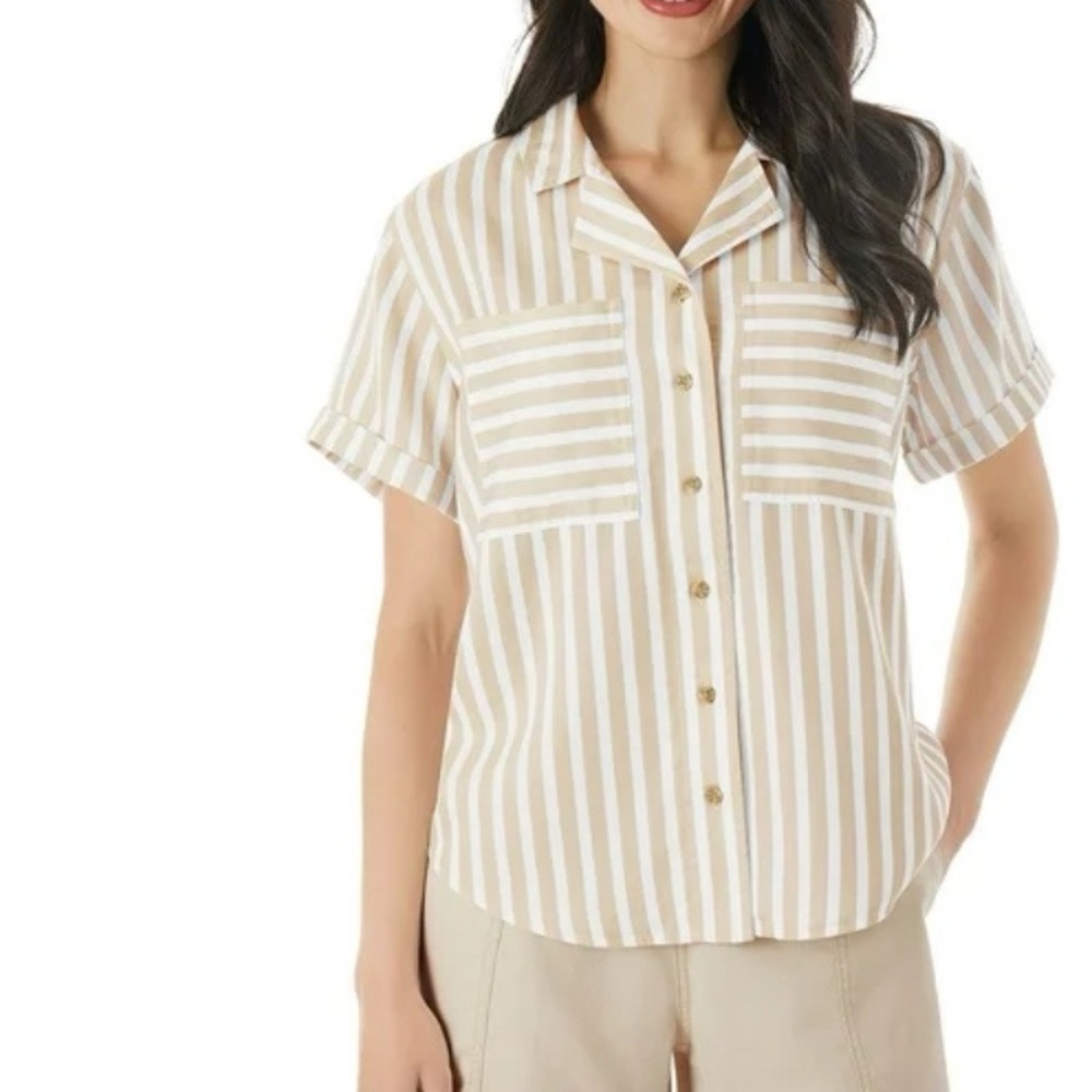 Member's Mark Women's Tencel Striped Camp Shirt Size‎ XS